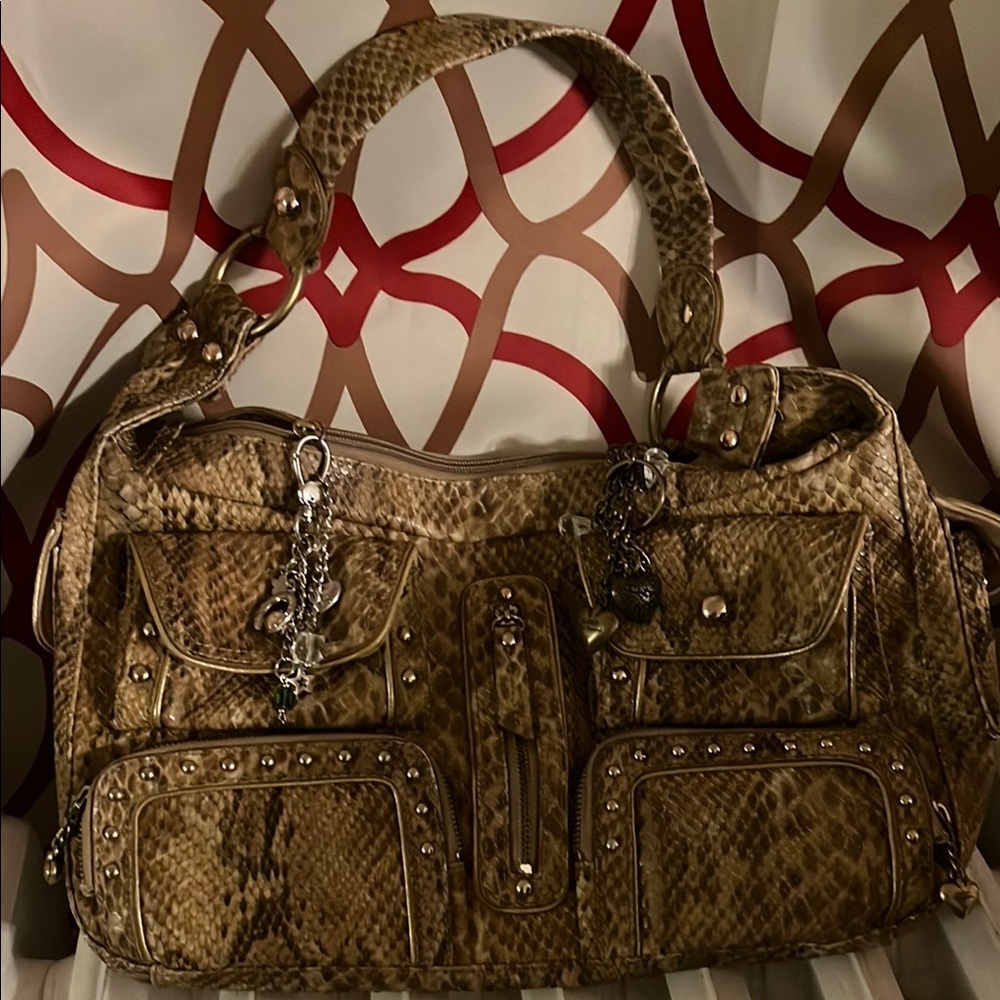 Stylish Brown Snake Print Women's Bag